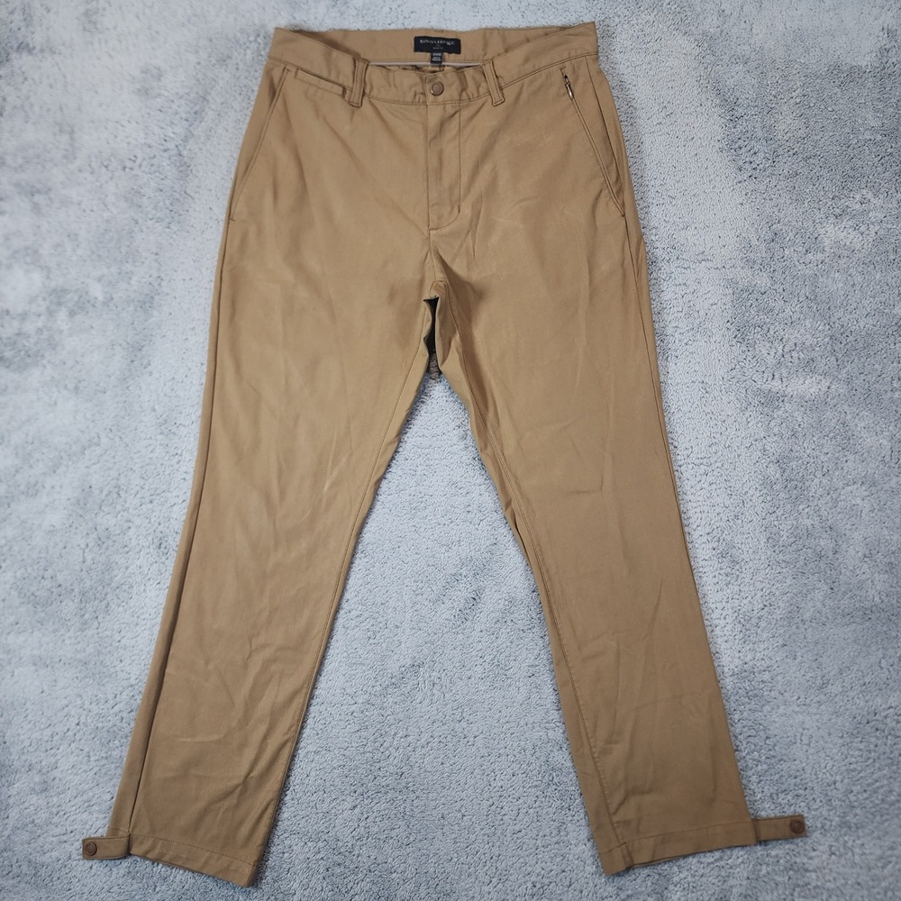 Banana Republic Performance Pants Mens 32x30 Beige Aiden Tech Ankle Snap Taper - Picture 1 of 12